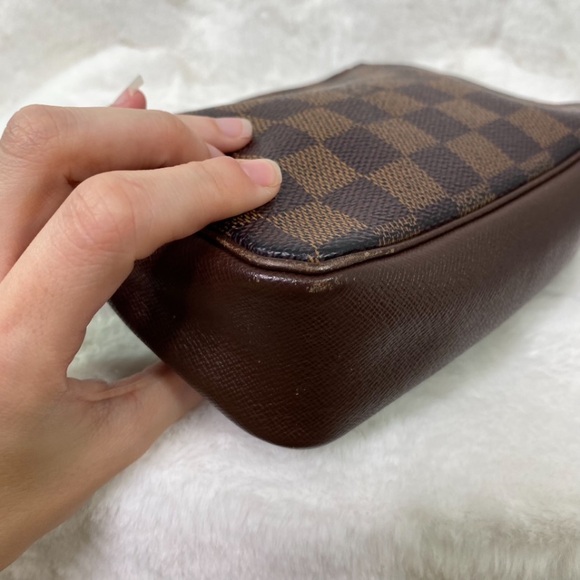 Louis Vuitton Trousse Pochette Brown Canvas Clutch Bag Authentic - Picture 11 of 16